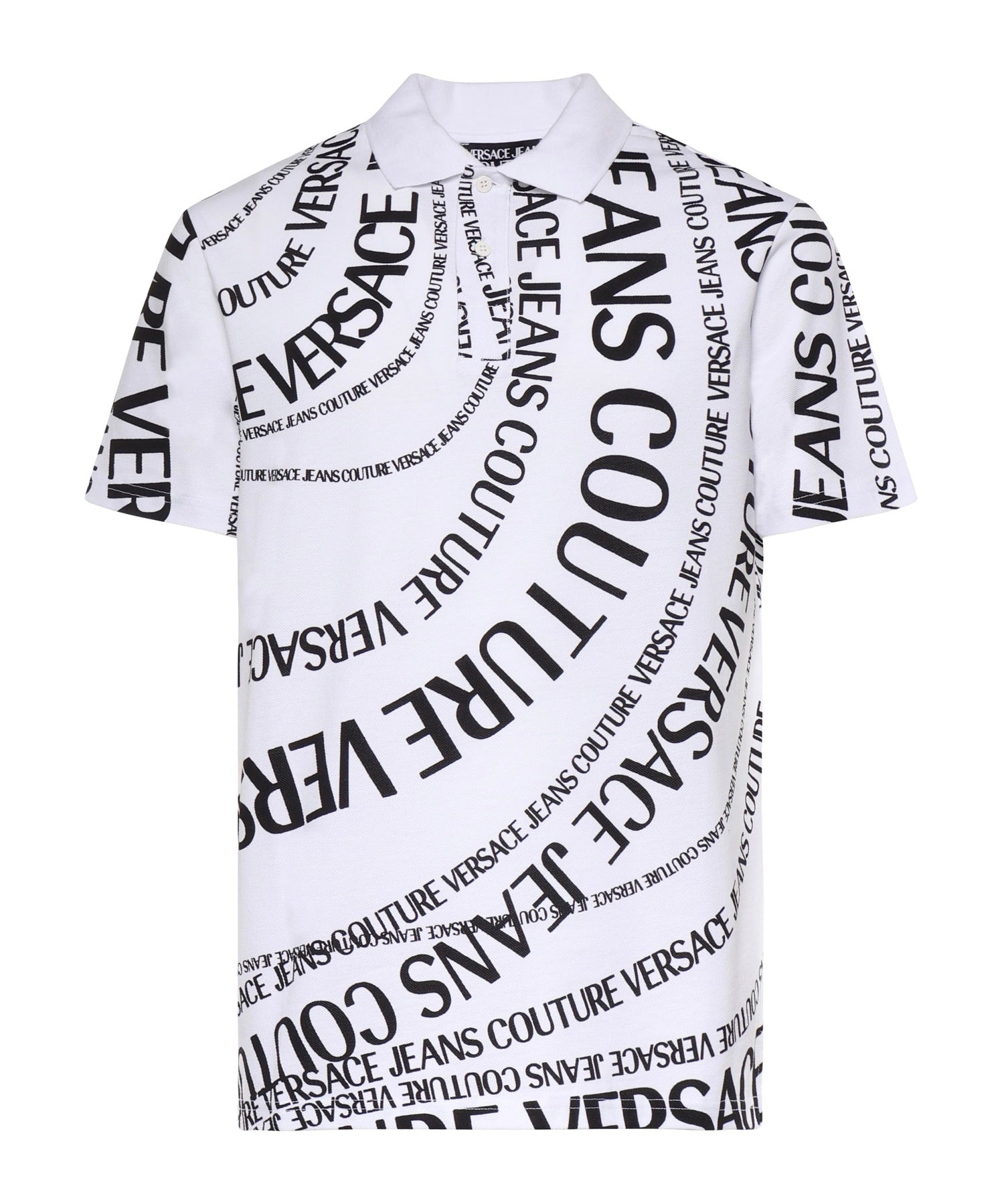 Polo in piqué di cotone con stampa 80GAG6R0 JS556L02 VERSACE JEANS COUTURE 