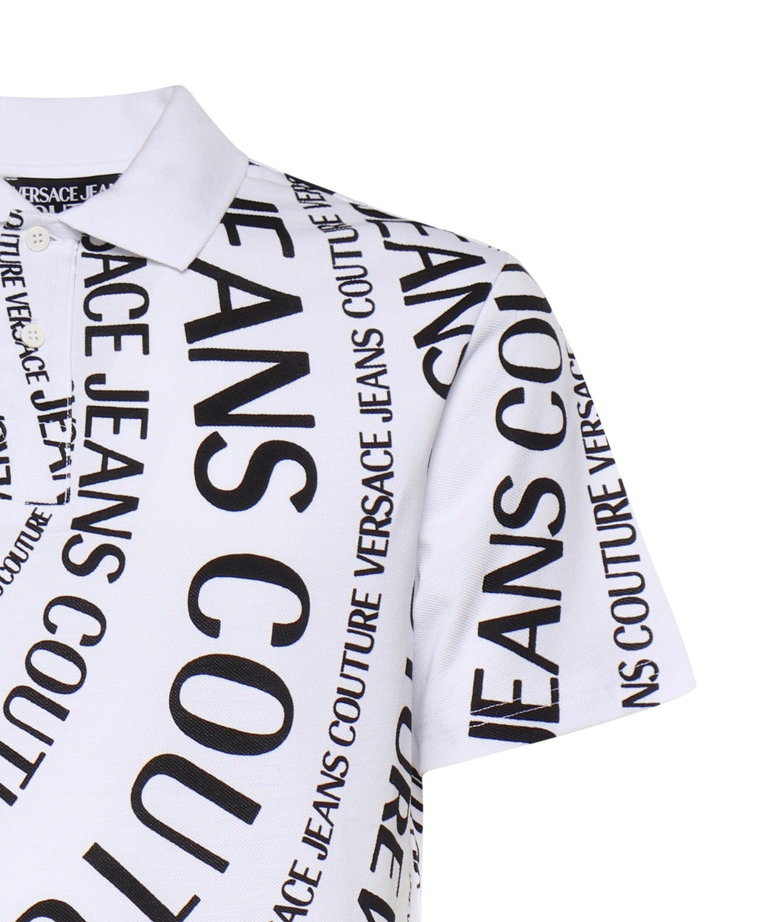 Polo in piqué di cotone con stampa 80GAG6R0 JS556L02 VERSACE JEANS COUTURE 