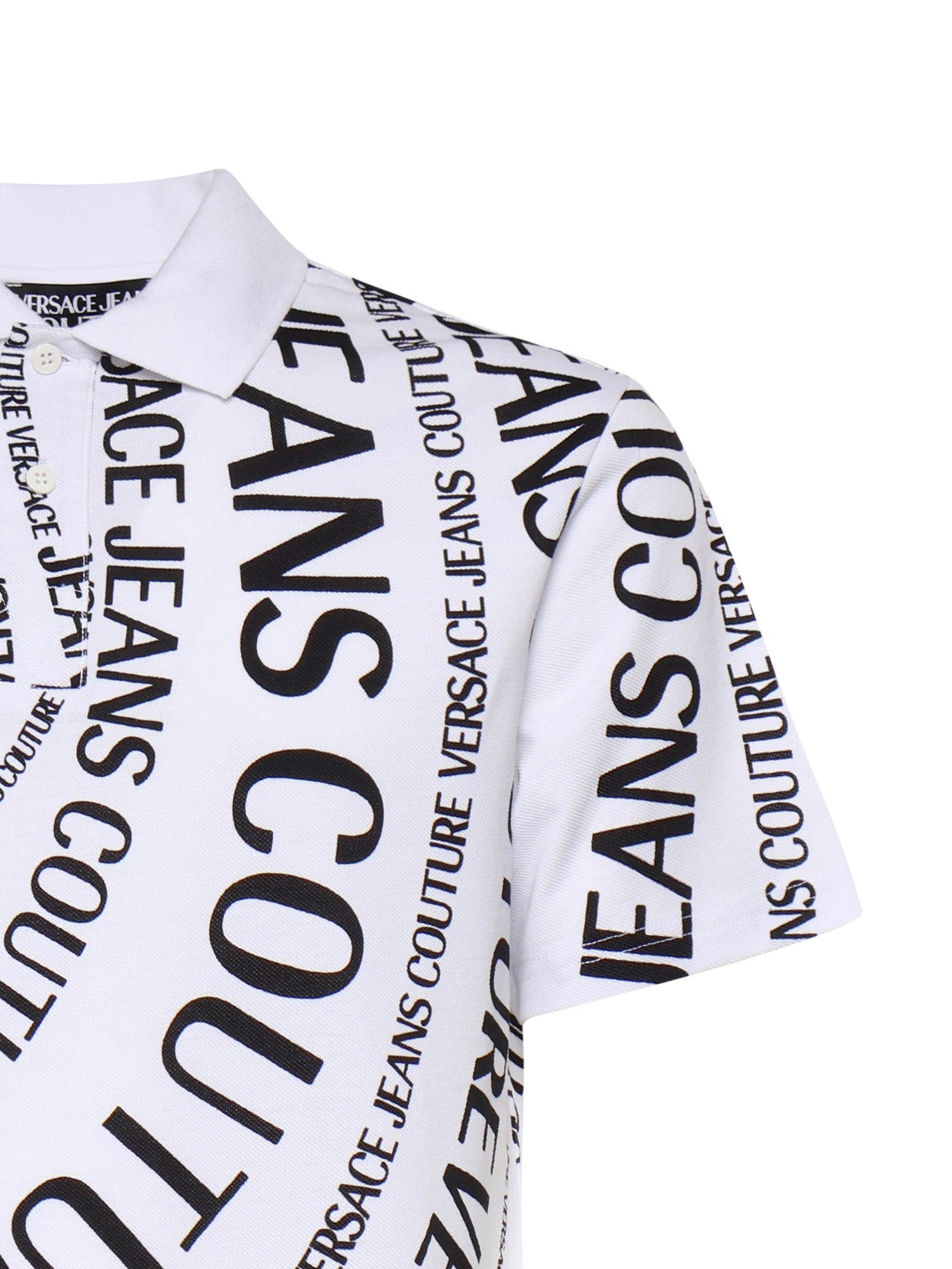 Polo in piqué di cotone con stampa 80GAG6R0 JS556L02 VERSACE JEANS COUTURE 