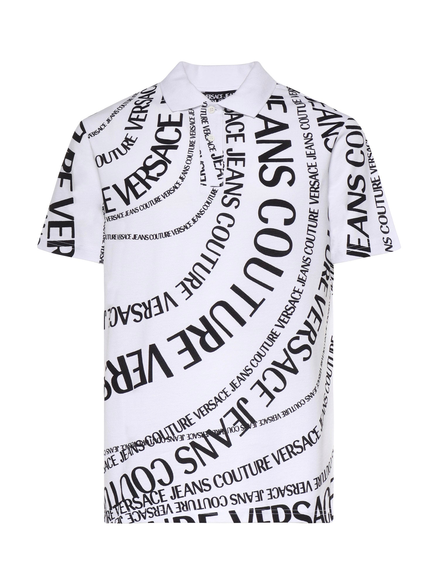 Polo in piqué di cotone con stampa 80GAG6R0 JS556L02 VERSACE JEANS COUTURE 