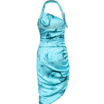 Abito midi drappeggiato con stampa 80HAO913 NS820203 VERSACE JEANS COUTURE 