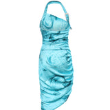 Abito midi drappeggiato con stampa 80HAO913 NS820203 VERSACE JEANS COUTURE 
