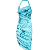 Abito midi drappeggiato con stampa 80HAO913 NS820203 VERSACE JEANS COUTURE 