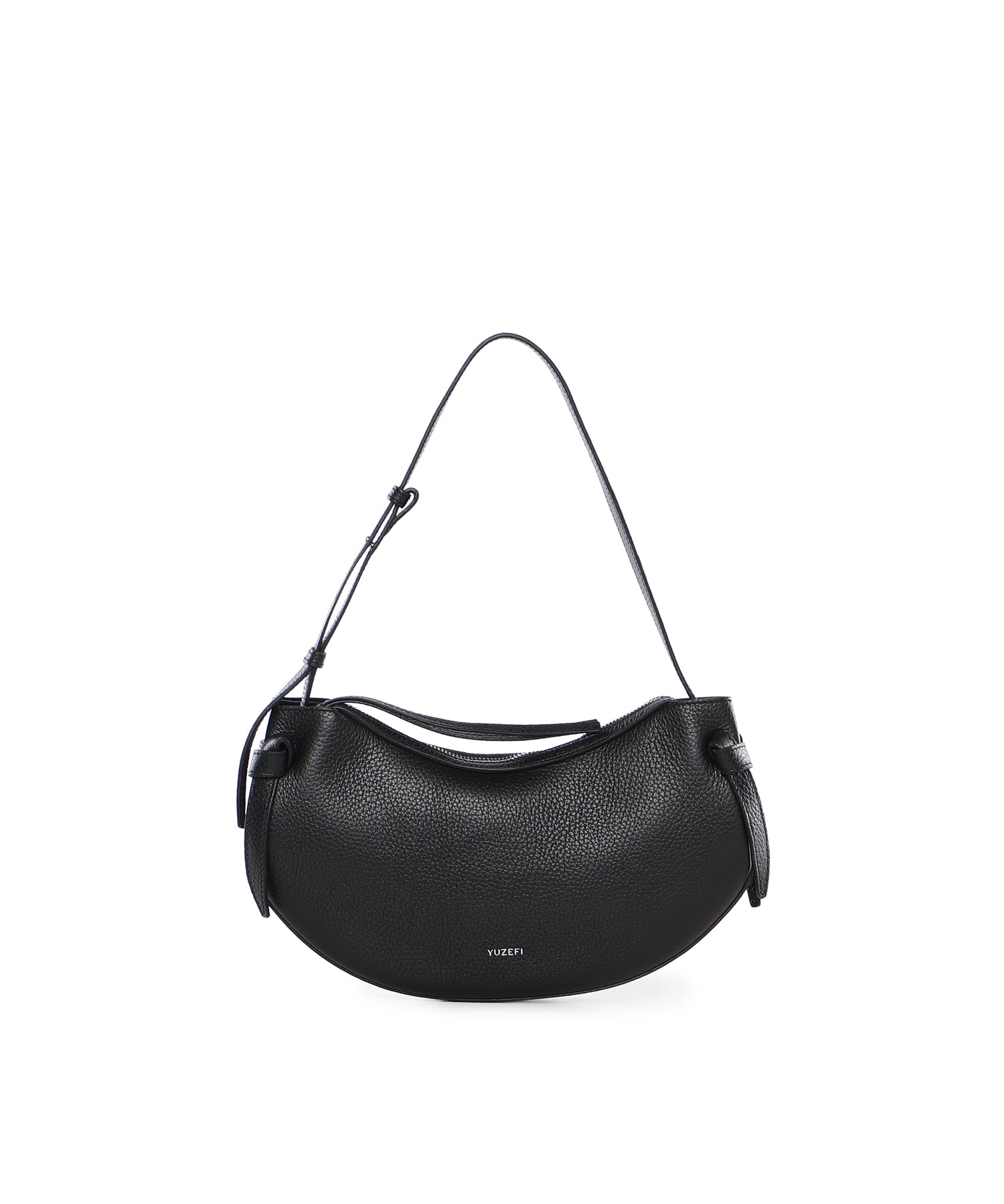 Borsa Fortune in pelle con logo FORTUNE COOKIE PEBBLE GRAIN LEATHER BLACK YUZEFI 