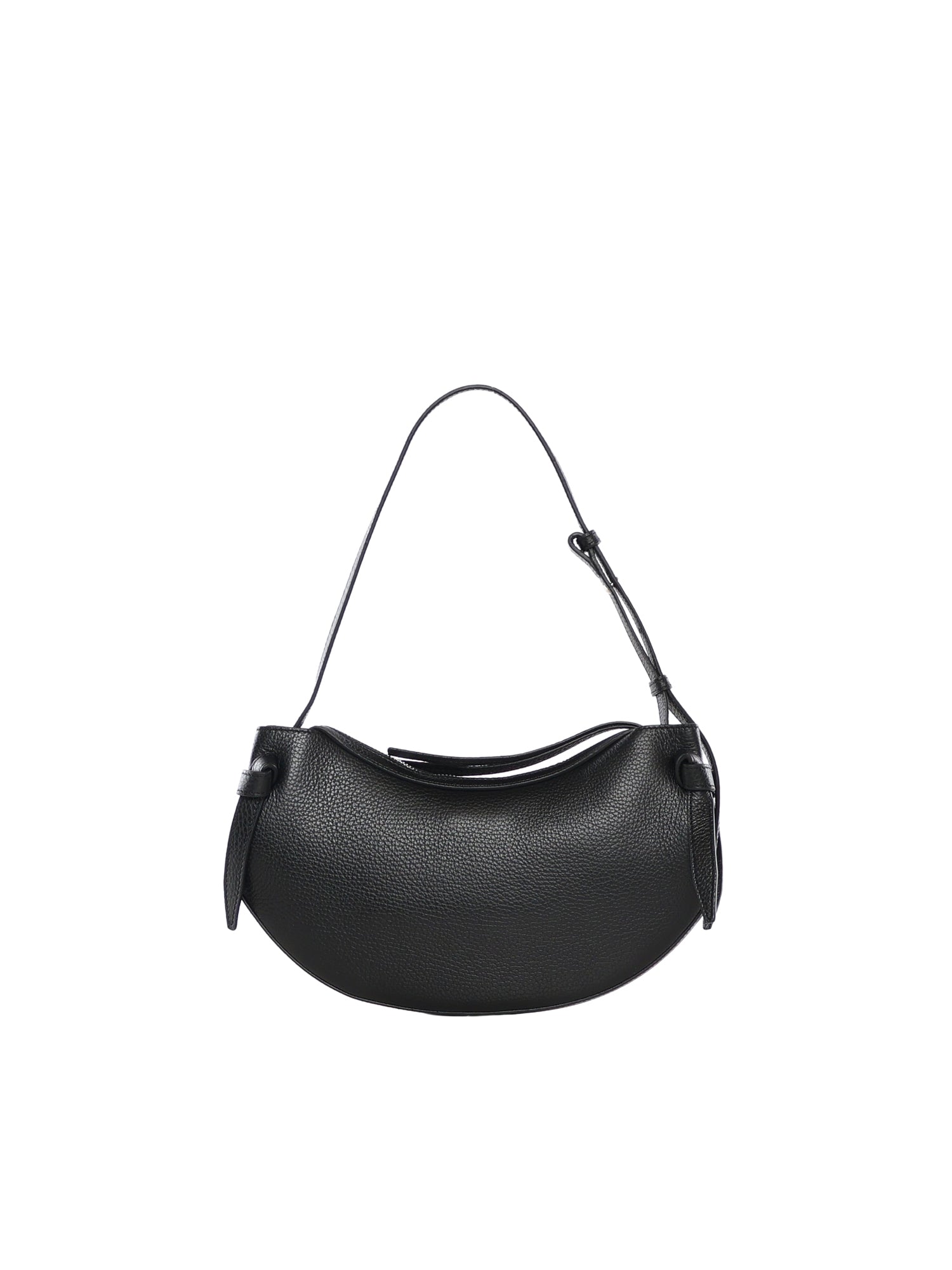 Borsa Fortune in pelle con logo FORTUNE COOKIE PEBBLE GRAIN LEATHER BLACK YUZEFI 