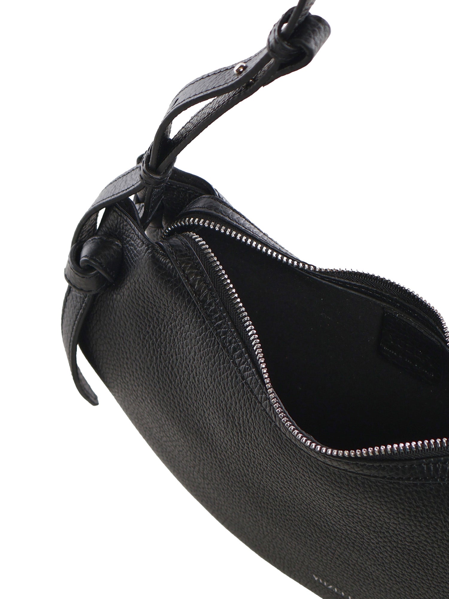 Borsa Fortune in pelle con logo FORTUNE COOKIE PEBBLE GRAIN LEATHER BLACK YUZEFI 