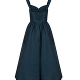 Abito midi Rebellion in misto seta e lino 6847DC261 TEAL ZIMMERMANN 