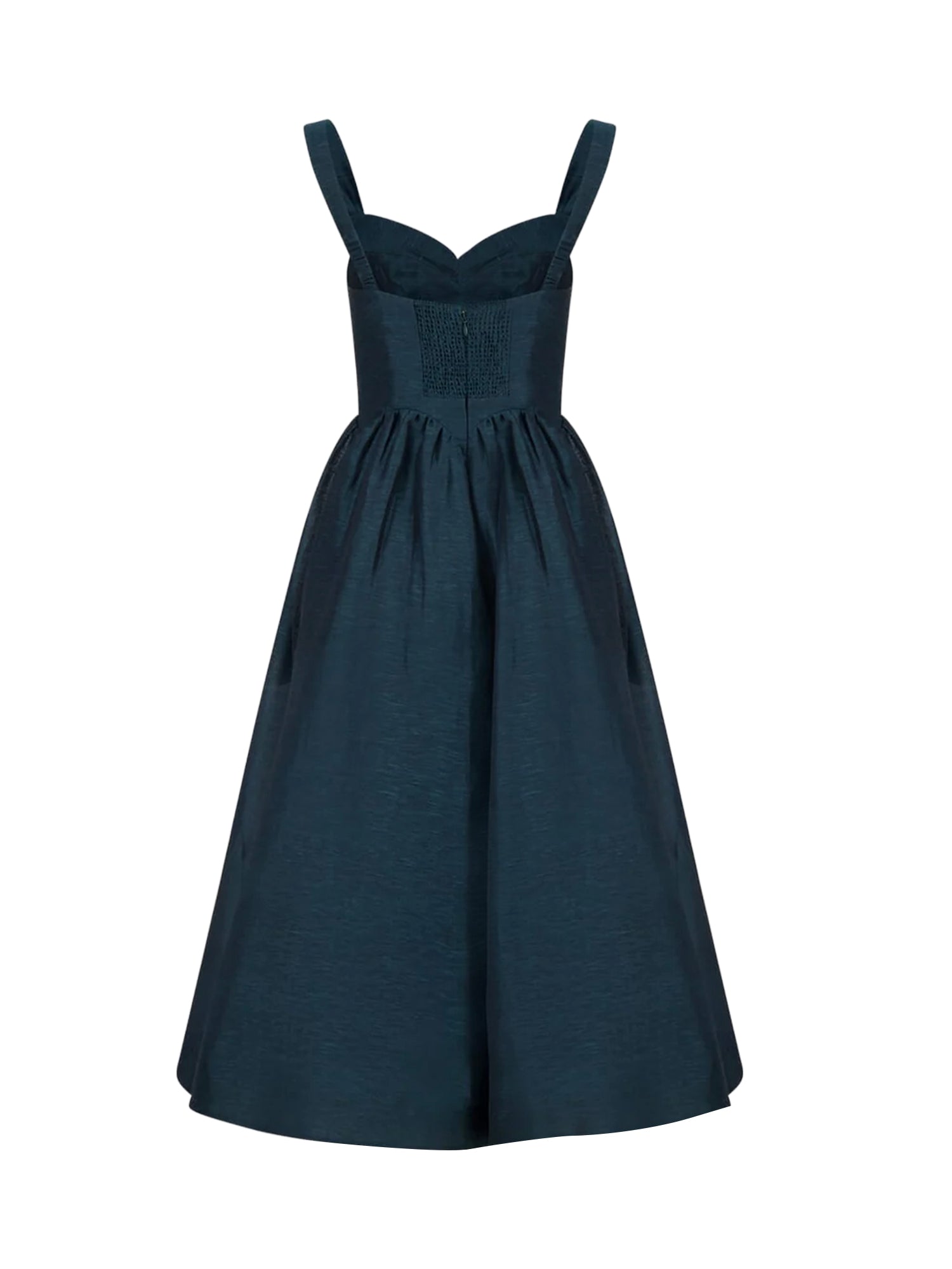 Abito midi Rebellion in misto seta e lino 6847DC261 TEAL ZIMMERMANN 