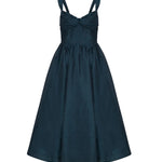 Abito midi Rebellion in misto seta e lino 6847DC261 TEAL ZIMMERMANN 