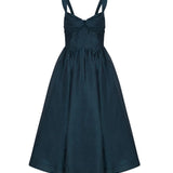 Abito midi Rebellion in misto seta e lino 6847DC261 TEAL ZIMMERMANN 