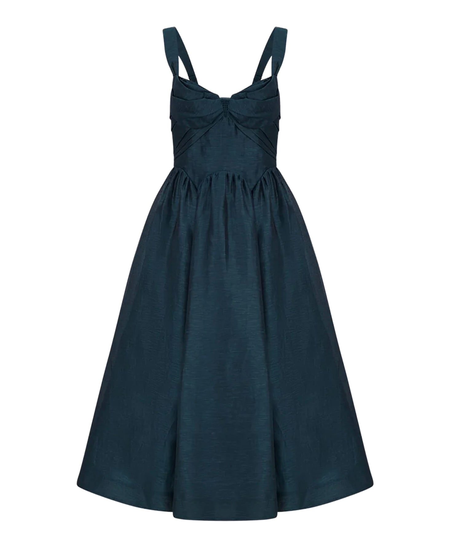 Abito midi Rebellion in misto seta e lino 6847DC261 TEAL ZIMMERMANN 