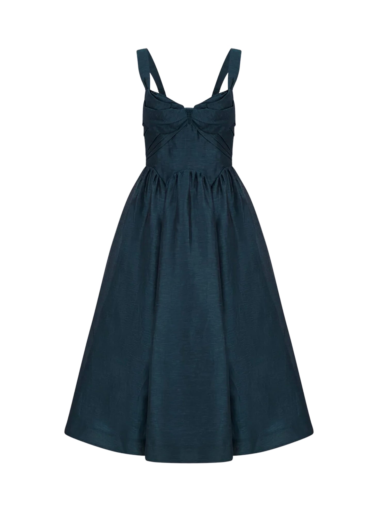 Abito midi Rebellion in misto seta e lino 6847DC261 TEAL ZIMMERMANN 