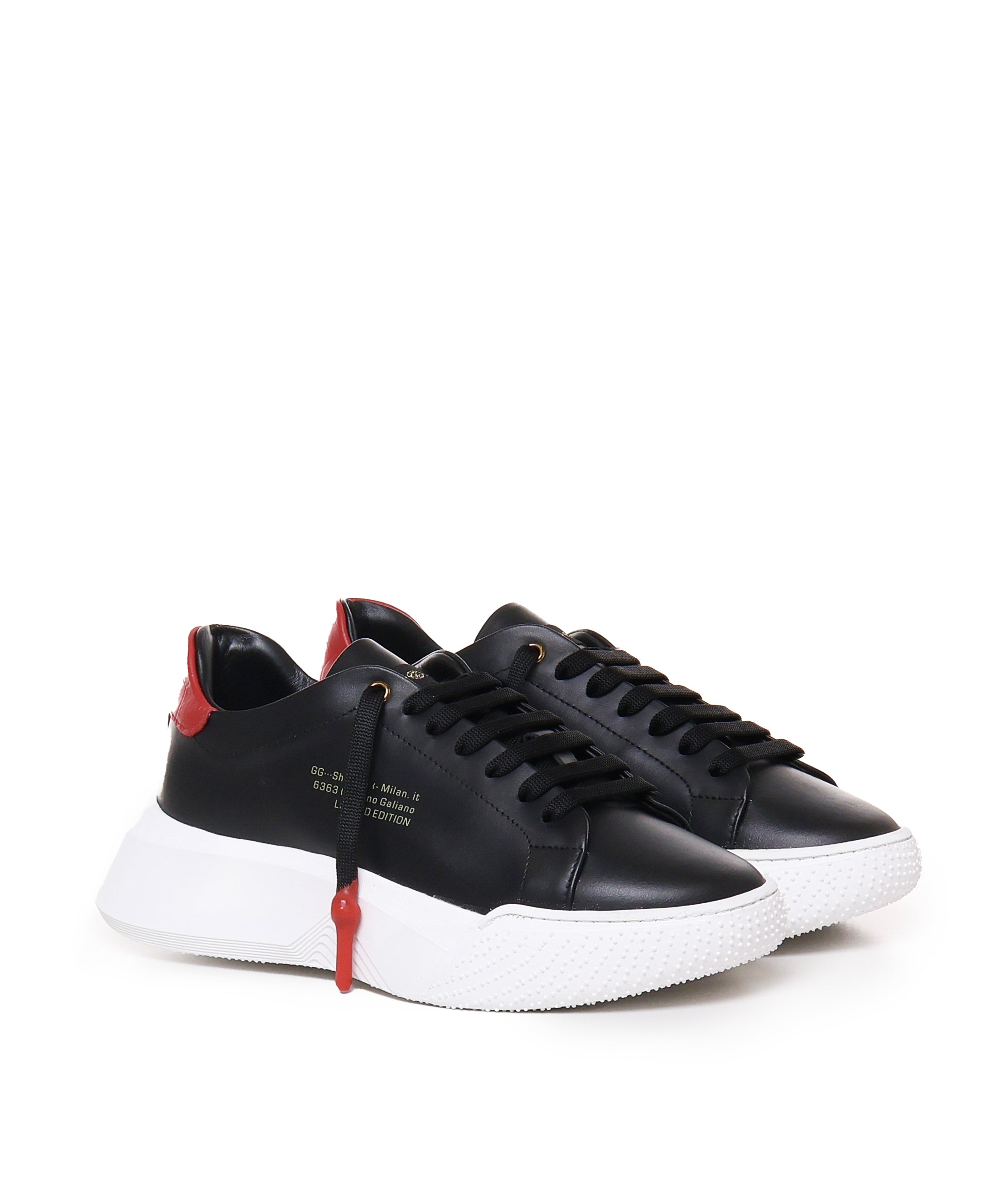 Sneakers Nemesis in pelle con lacci cerati NEMESIS2 NAPPA/CROCKBLACK/RED GIULIANO GALIANO 