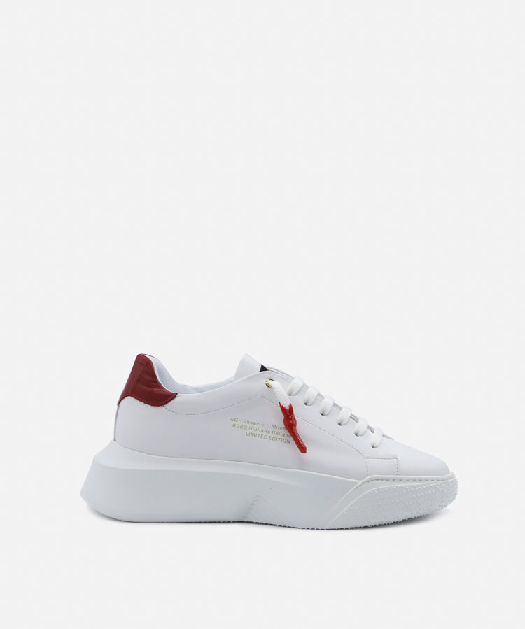 Sneakers nemesis in pelle con talloncino a contrasto<BR/> NEMESIS 2 NAPPA/CROCKWHITE/RED GIULIANO GALIANO 