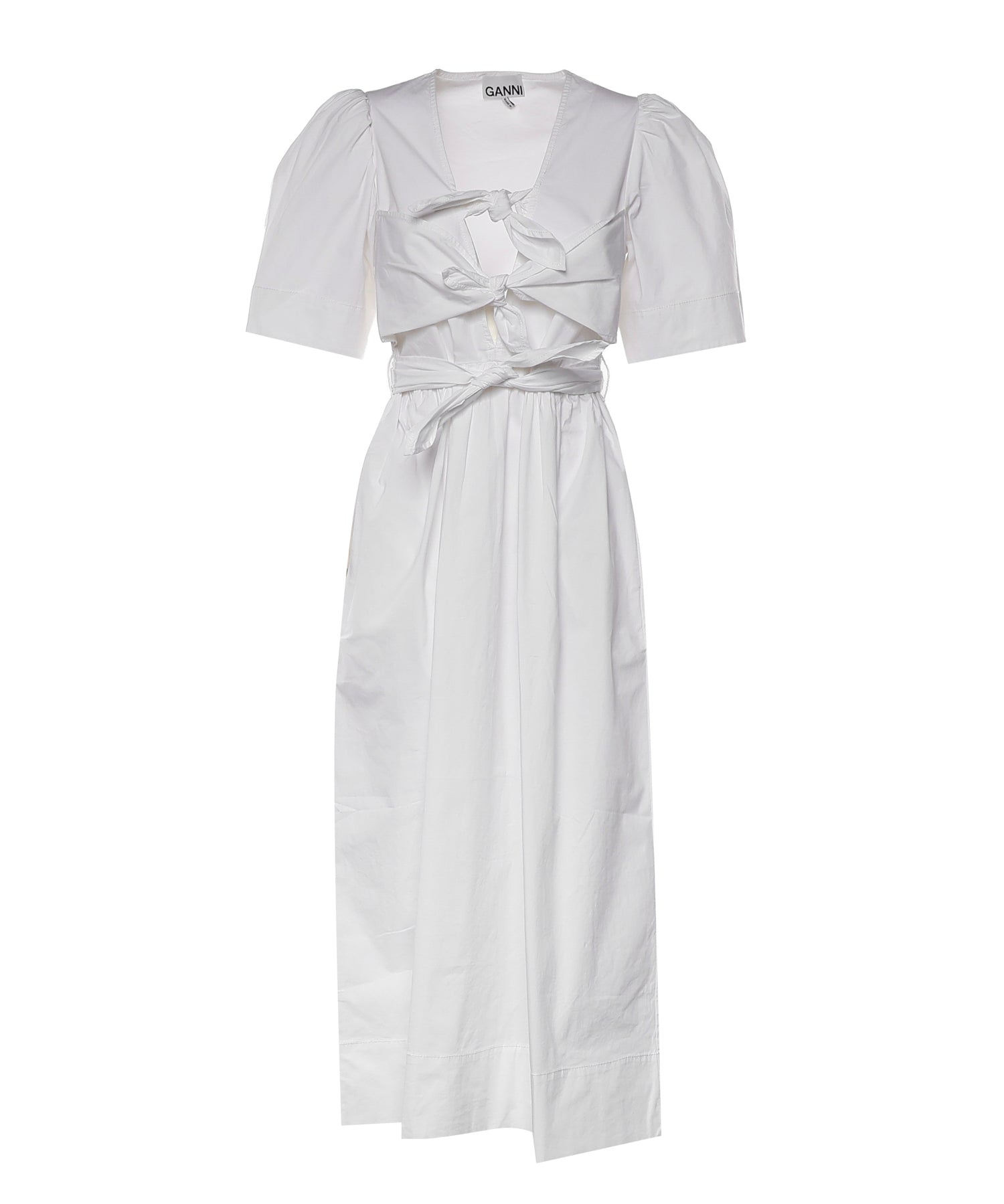 Abiti WASHED STRETCH COTTON TIE STRAP MIDI DRESS BRIGHT WHITE W1115 151 151 GANNI
