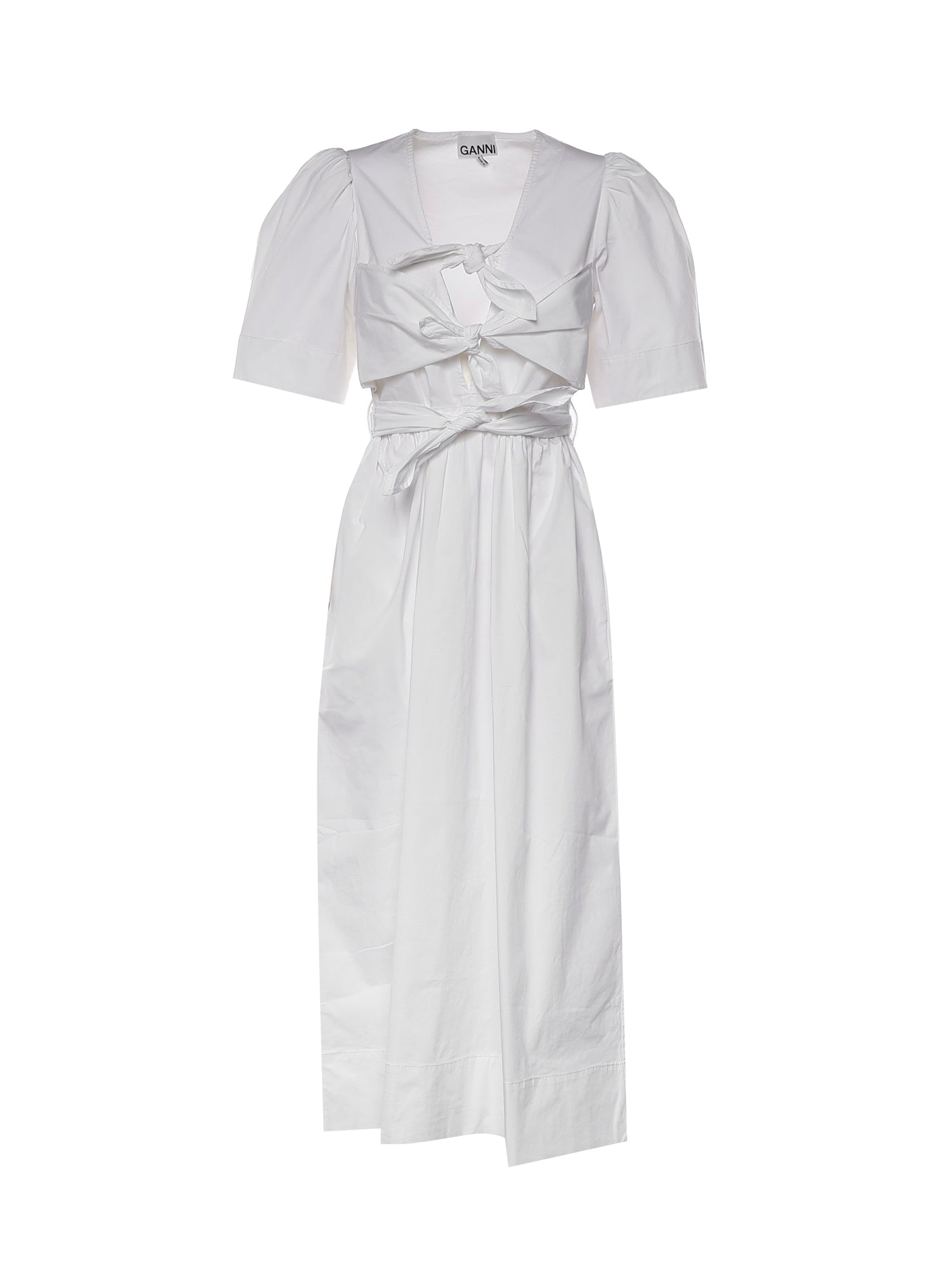 Abiti WASHED STRETCH COTTON TIE STRAP MIDI DRESS BRIGHT WHITE W1115 151 151 GANNI
