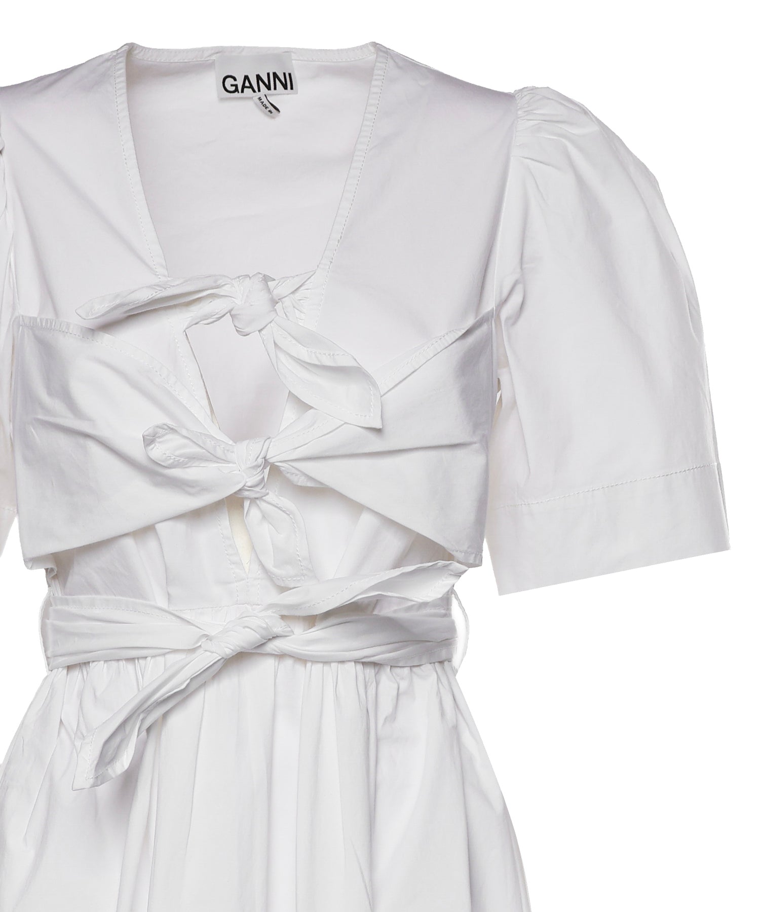 Abiti WASHED STRETCH COTTON TIE STRAP MIDI DRESS BRIGHT WHITE W1115 151 151 GANNI