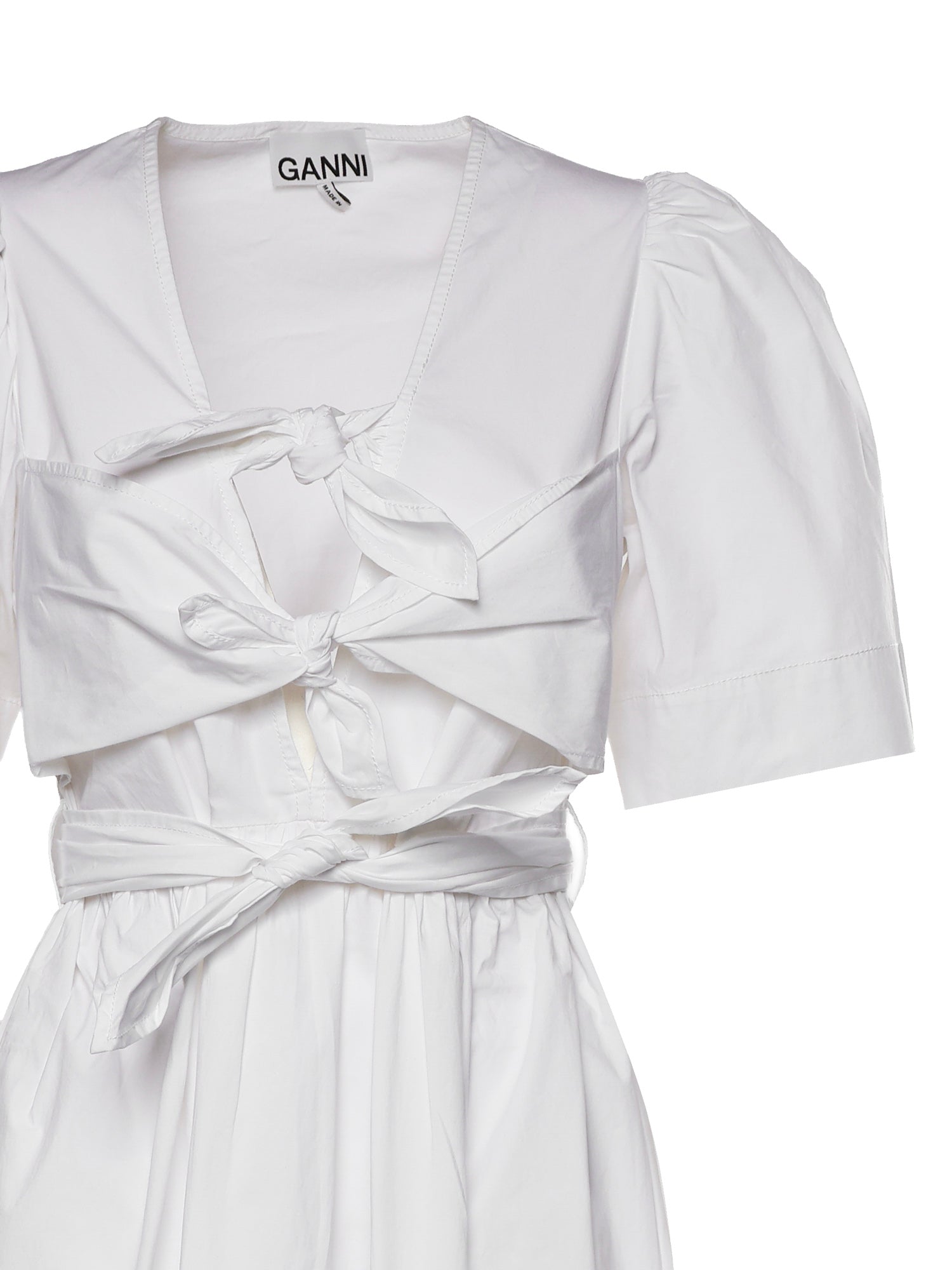 Abiti WASHED STRETCH COTTON TIE STRAP MIDI DRESS BRIGHT WHITE W1115 151 151 GANNI