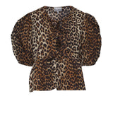 Topwear PRINTED COTTON POPLIN PEPLUM BLOUSE LEOPARD F9116 943 943 GANNI