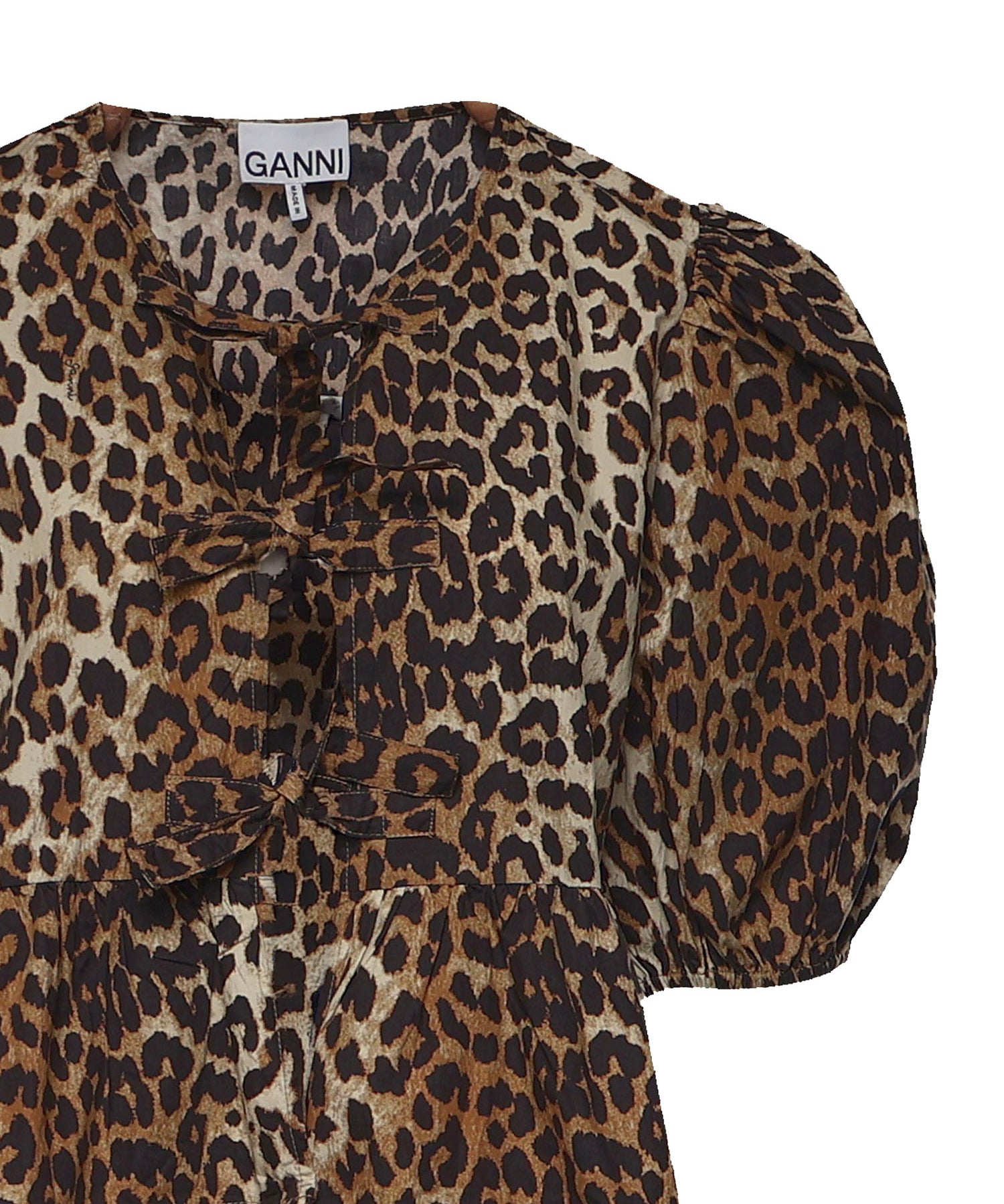 Topwear PRINTED COTTON POPLIN PEPLUM BLOUSE LEOPARD F9116 943 943 GANNI