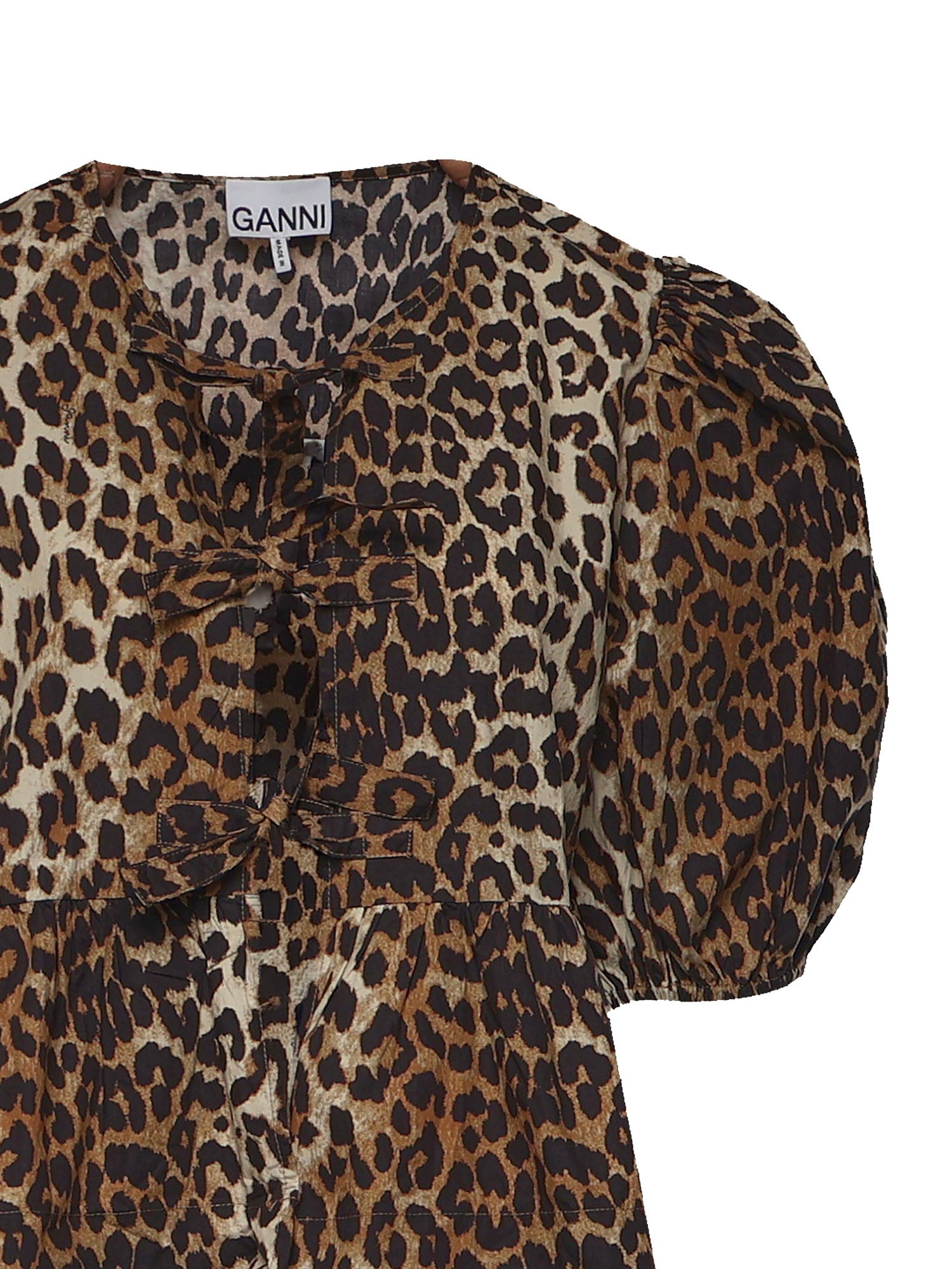 Topwear PRINTED COTTON POPLIN PEPLUM BLOUSE LEOPARD F9116 943 943 GANNI