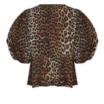 Topwear PRINTED COTTON POPLIN PEPLUM BLOUSE LEOPARD F9116 943 943 GANNI