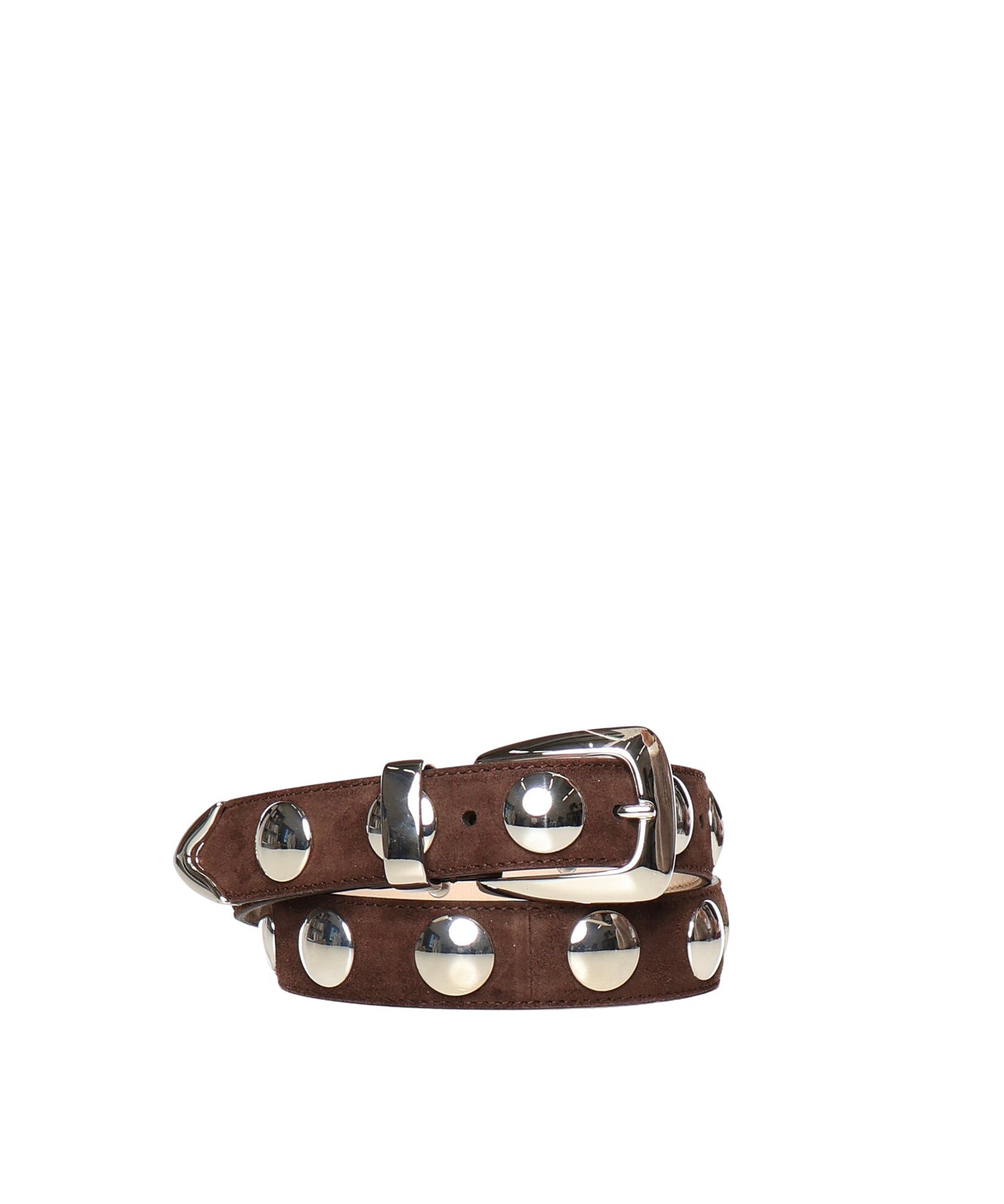 Cinture BENNY BELT WITH STUDS - SILVER BUCKLE (30MM) COFFEE 10014 726 L726 899 KHAITE