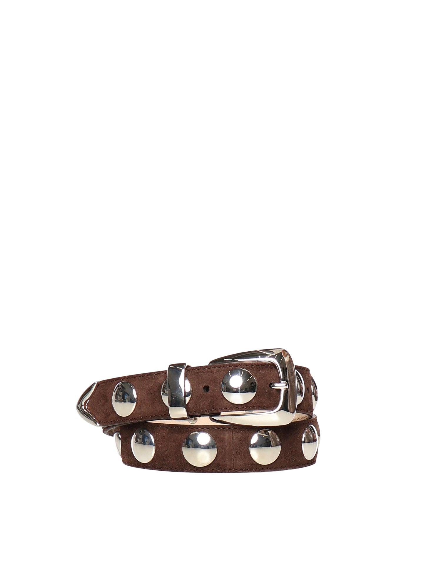 Cinture BENNY BELT WITH STUDS - SILVER BUCKLE (30MM) COFFEE 10014 726 L726 899 KHAITE