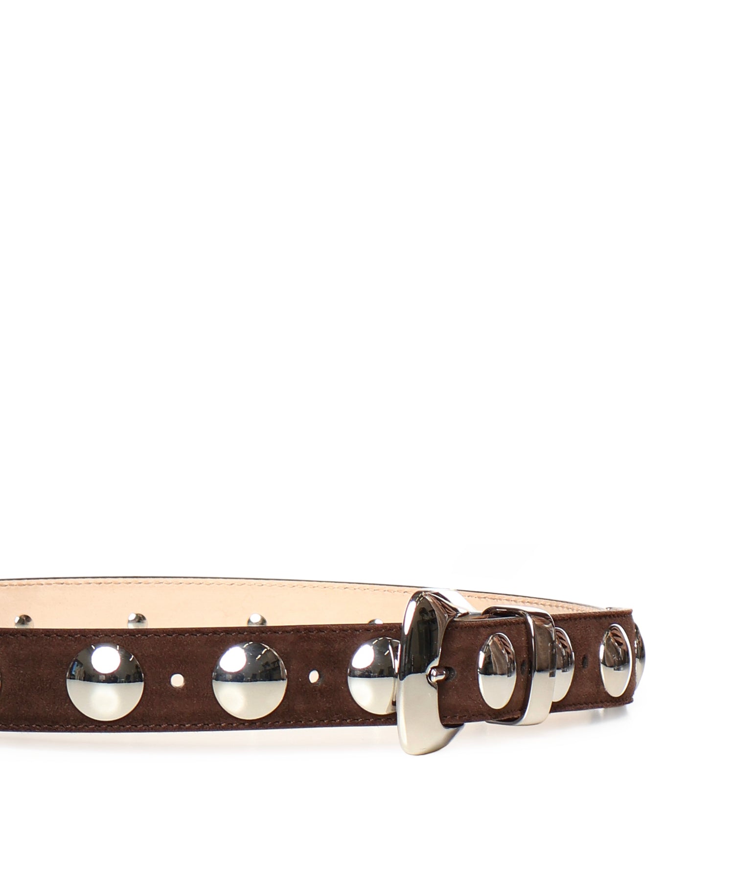 Cinture BENNY BELT WITH STUDS - SILVER BUCKLE (30MM) COFFEE 10014 726 L726 899 KHAITE