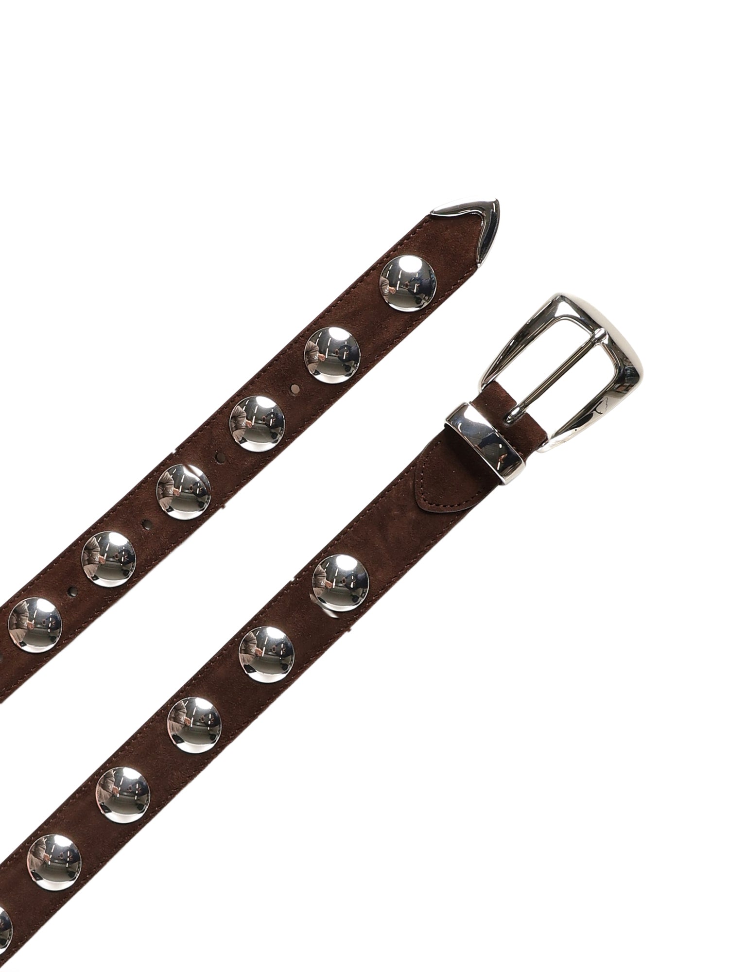 Cinture BENNY BELT WITH STUDS - SILVER BUCKLE (30MM) COFFEE 10014 726 L726 899 KHAITE