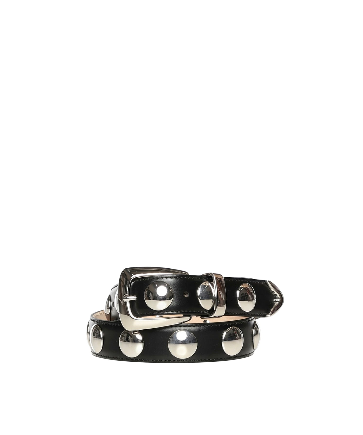Cinture BENNY BELT WITH STUDS - SILVER BUCKLE (30MM) BLACK 10014 763 L763 200 KHAITE