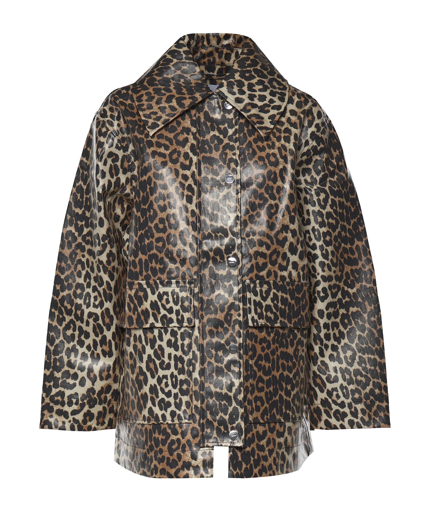 Giubbini  LAMINATED COTTON CANVAS JACKET ALMOND MILK A1010083 859 859 GANNI