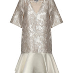 Abiti SATIN CLOQUE MINI V-NECK DRESS EGRET A1030105 135 135 GANNI