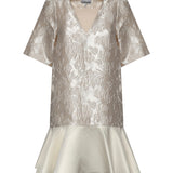 Abiti SATIN CLOQUE MINI V-NECK DRESS EGRET A1030105 135 135 GANNI