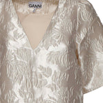 Abiti SATIN CLOQUE MINI V-NECK DRESS EGRET A1030105 135 135 GANNI