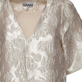 Abiti SATIN CLOQUE MINI V-NECK DRESS EGRET A1030105 135 135 GANNI