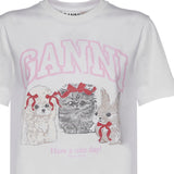 T-shirt BASIC COTTON JERSEY CUTE ANIMALS BRIGHT WHITE A1050029 151 151 GANNI