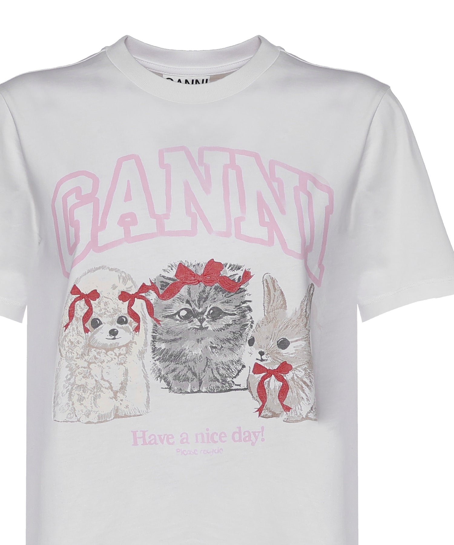 T-shirt BASIC COTTON JERSEY CUTE ANIMALS BRIGHT WHITE A1050029 151 151 GANNI