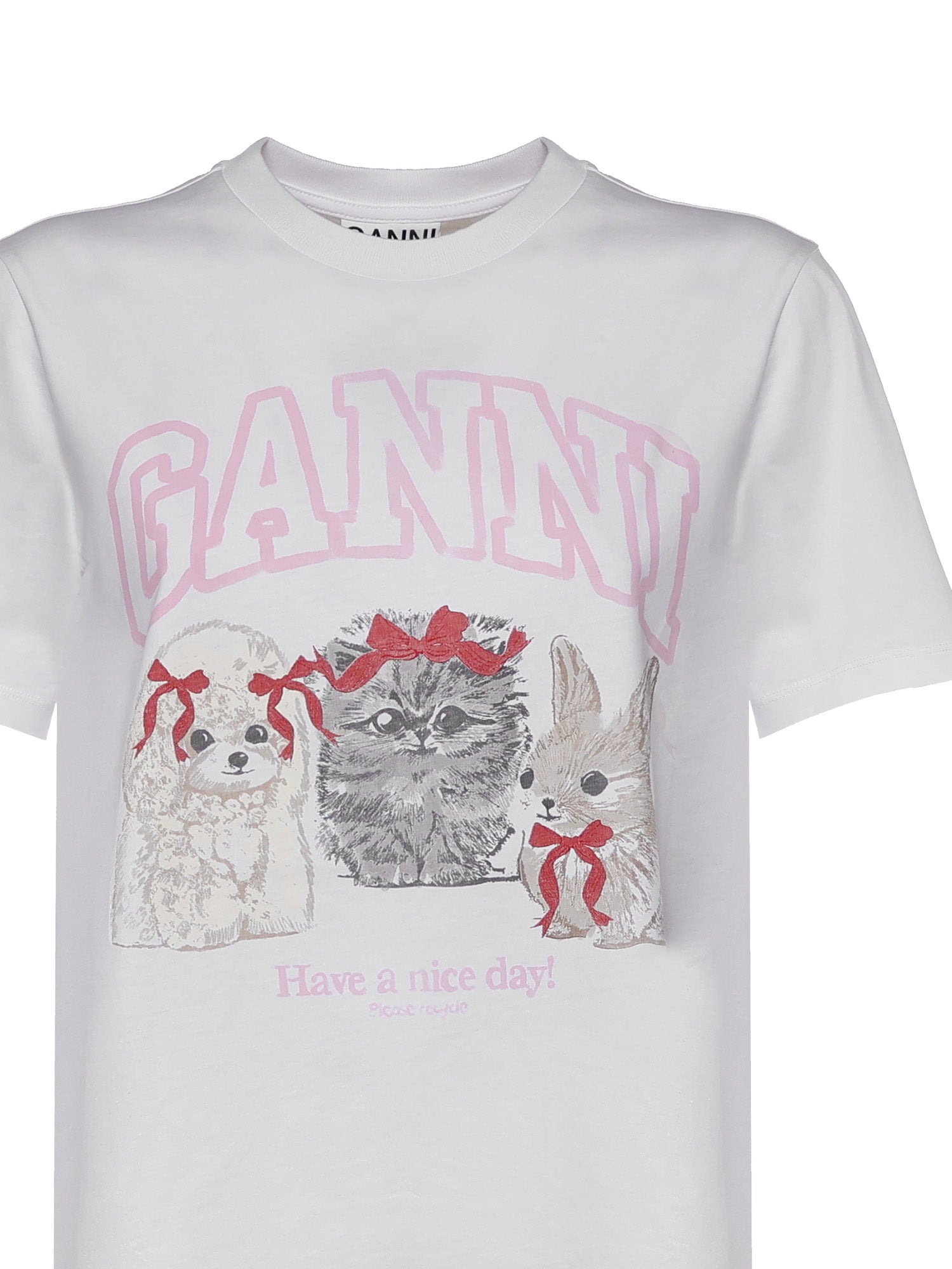 T-shirt BASIC COTTON JERSEY CUTE ANIMALS BRIGHT WHITE A1050029 151 151 GANNI