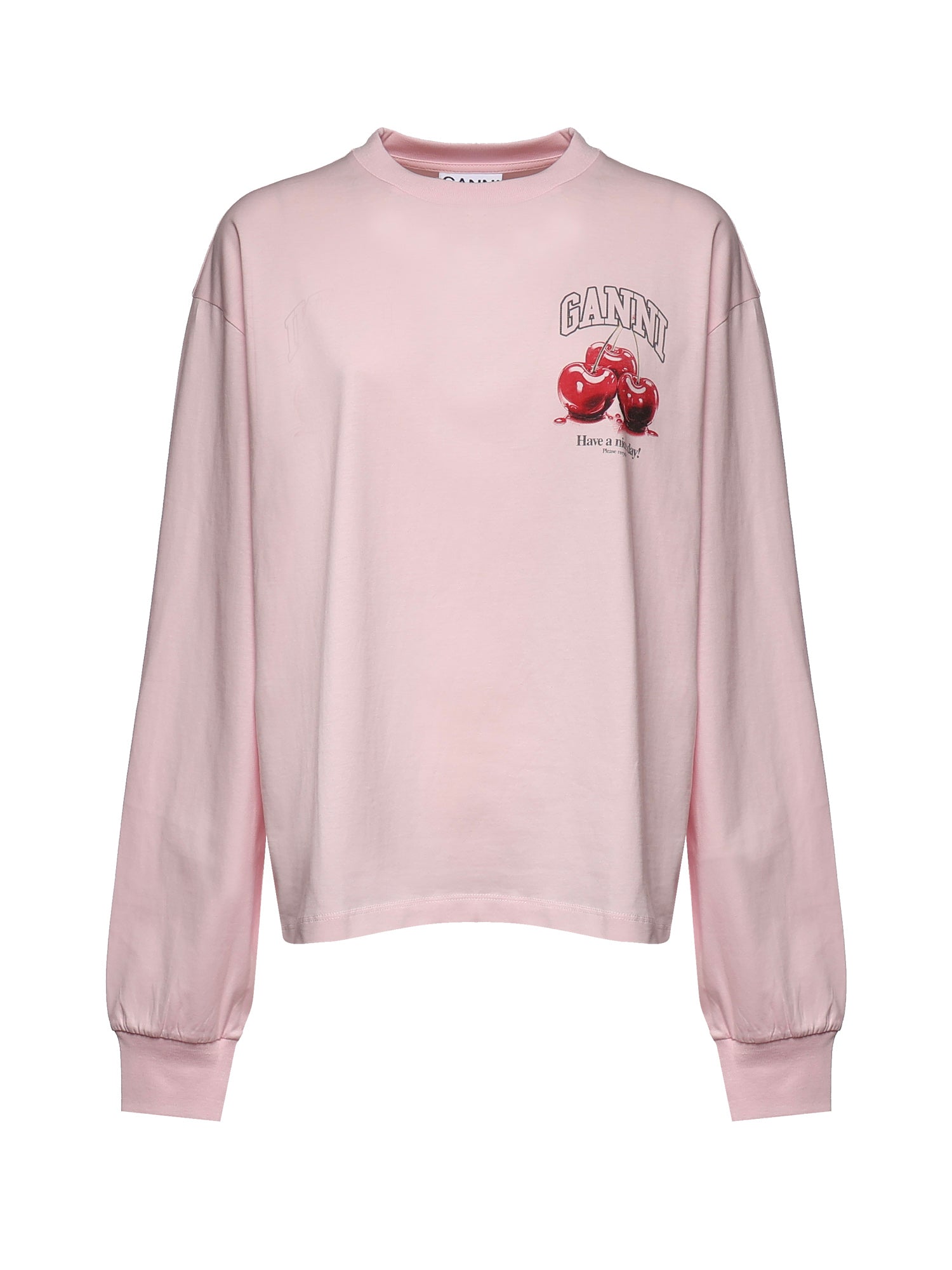 T-shirt BASIC COTTON JERSEY LONG SLEEVE CHALK PINK A1050059 868 868 GANNI