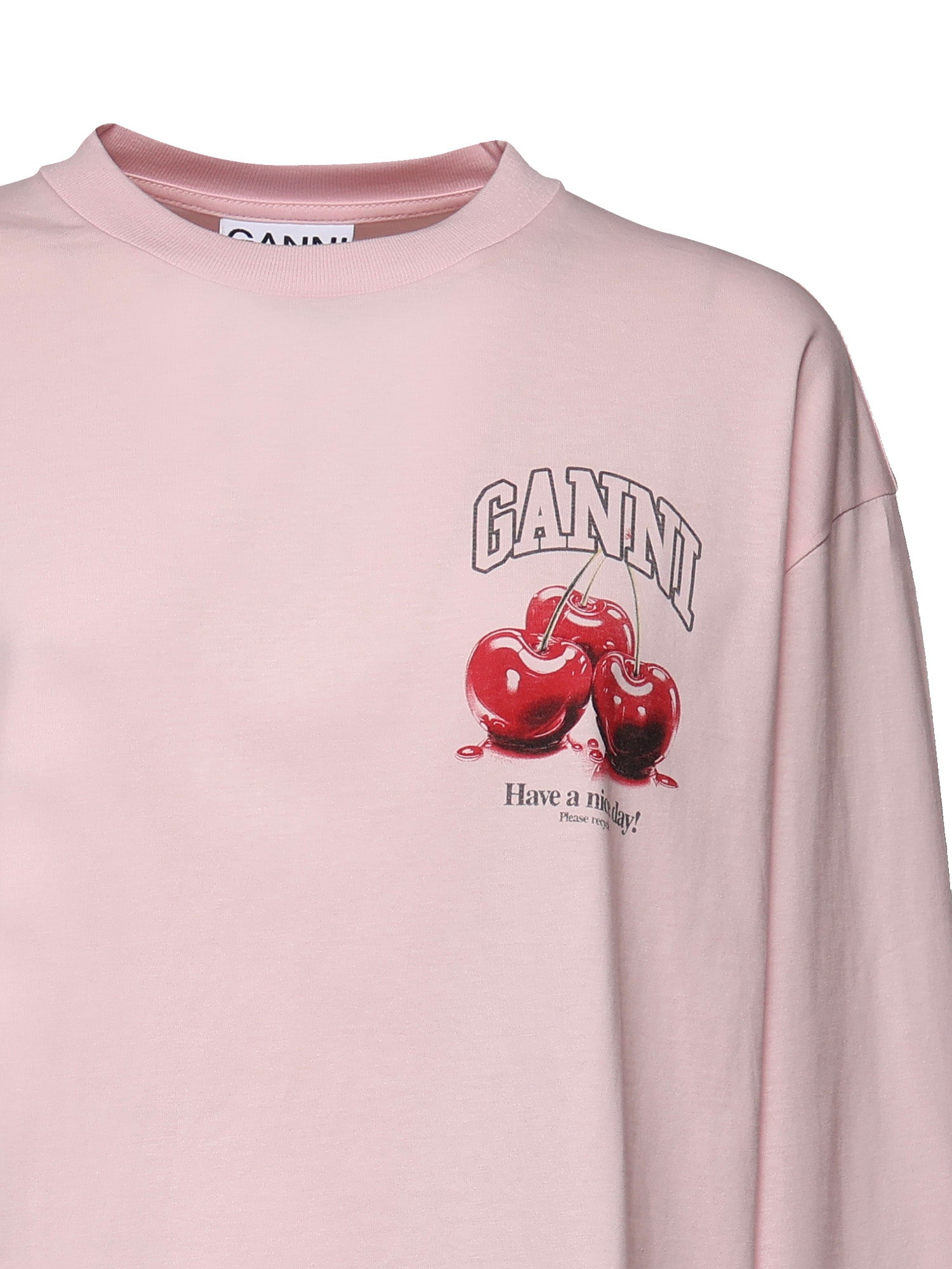 T-shirt BASIC COTTON JERSEY LONG SLEEVE CHALK PINK A1050059 868 868 GANNI