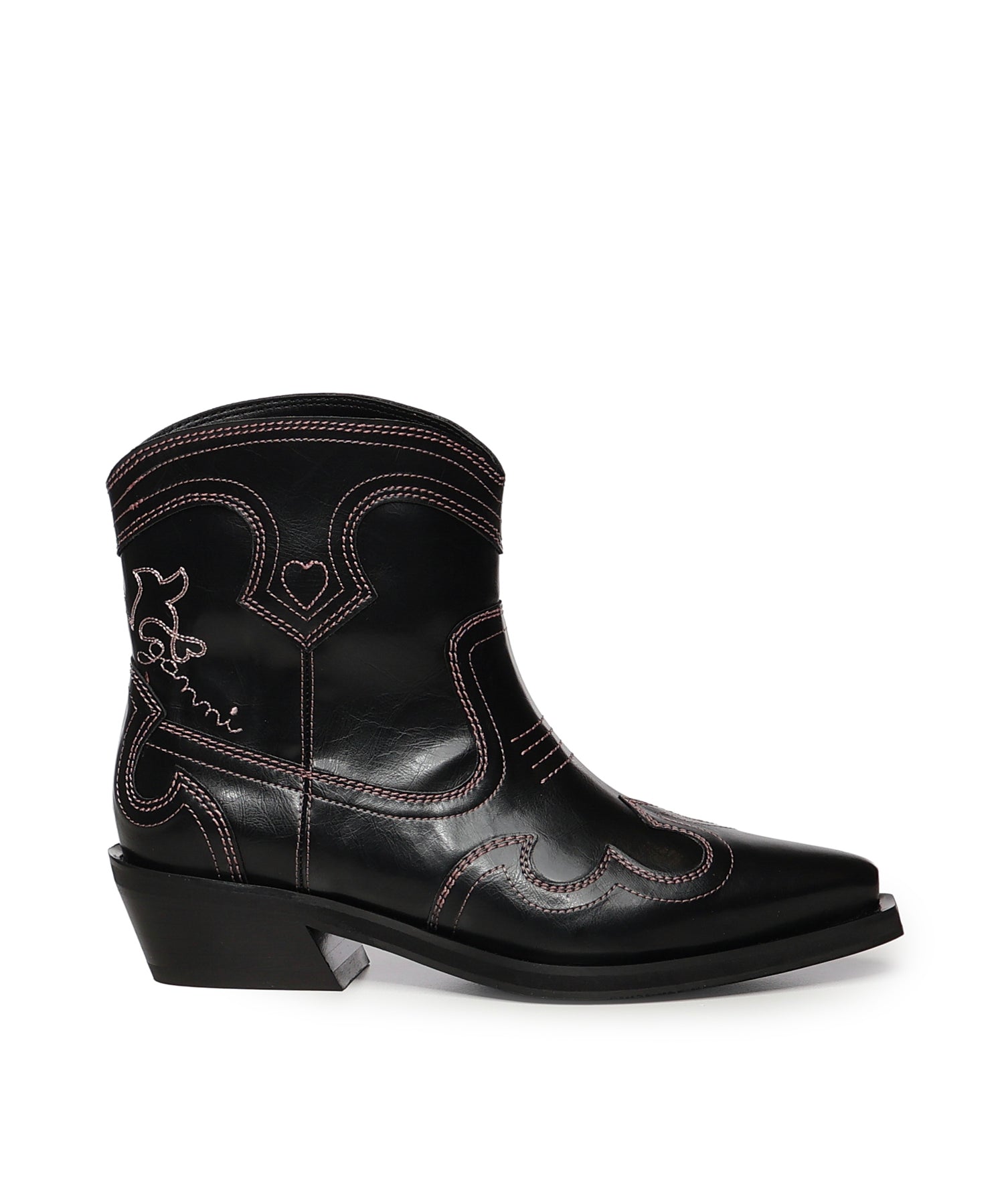 Stivali LOW SHAFT EMBROIDERED WESTERN BOOT OLEATEX BLACK/PINK B1010028 475 475 GANNI