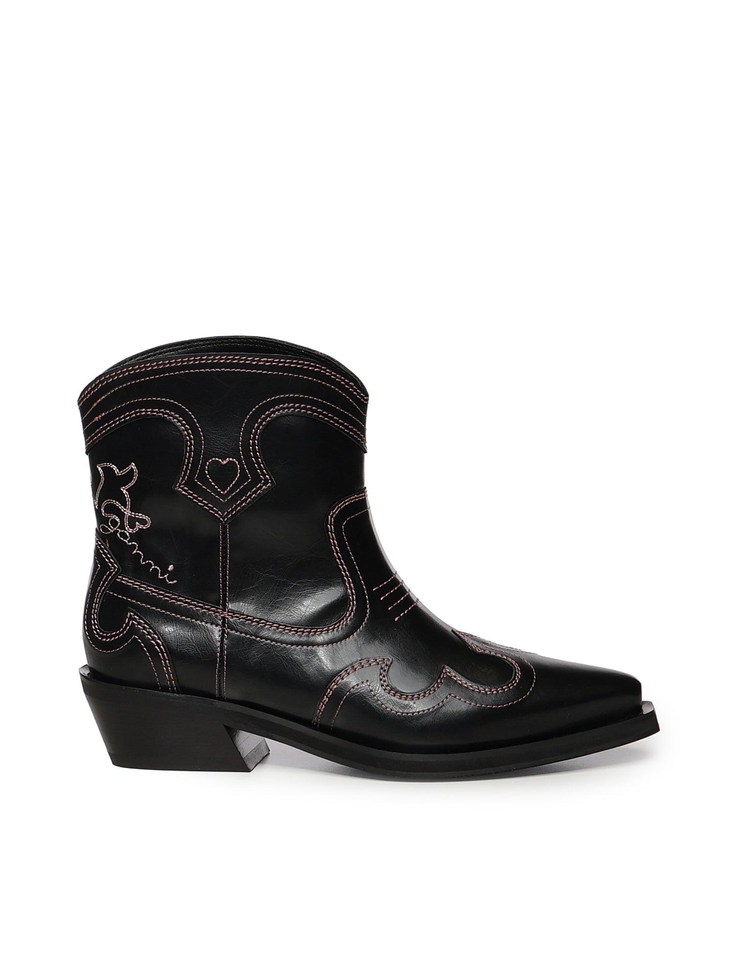 Stivali LOW SHAFT EMBROIDERED WESTERN BOOT OLEATEX BLACK/PINK B1010028 475 475 GANNI