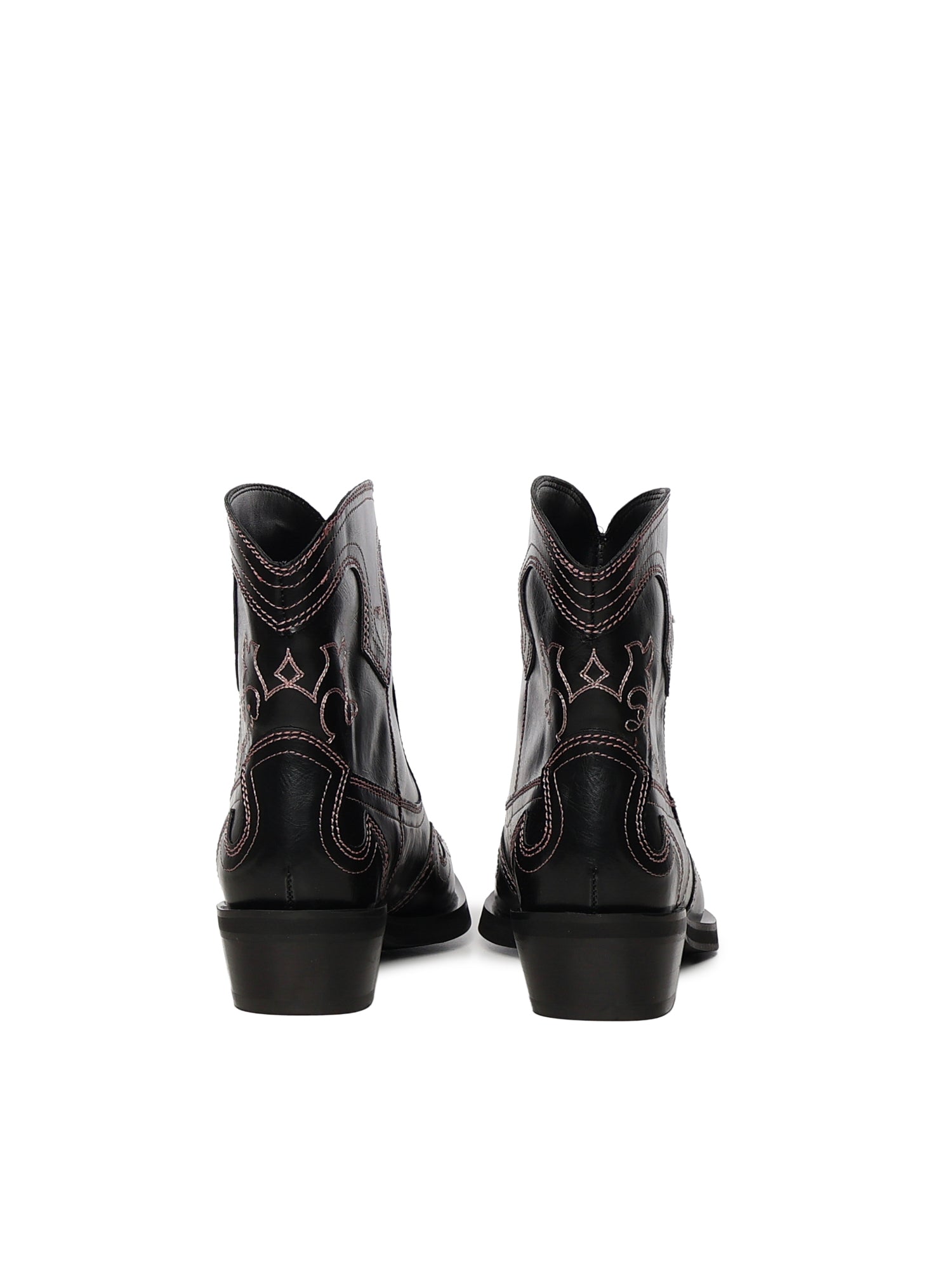 Stivali LOW SHAFT EMBROIDERED WESTERN BOOT OLEATEX BLACK/PINK B1010028 475 475 GANNI