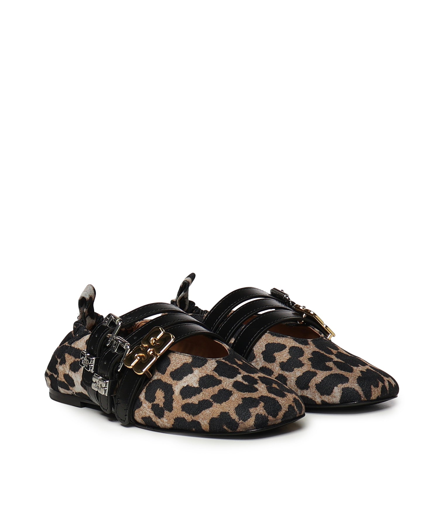 Ballerine SUE TRIPLE BALLERINA FLOCKED DENIM PRINTED ALMOND MILK B1020077 859 859 GANNI