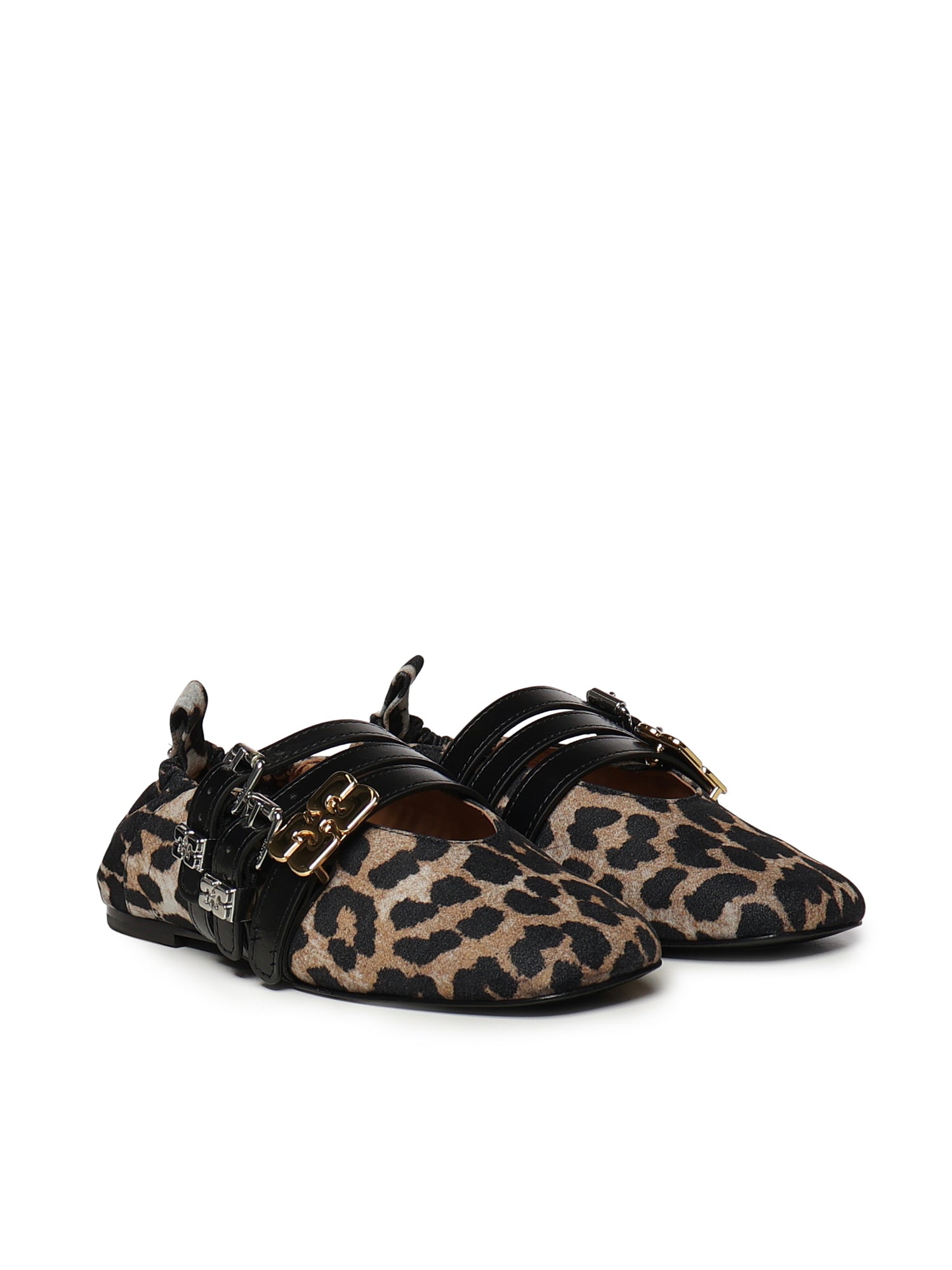 Ballerine SUE TRIPLE BALLERINA FLOCKED DENIM PRINTED ALMOND MILK B1020077 859 859 GANNI