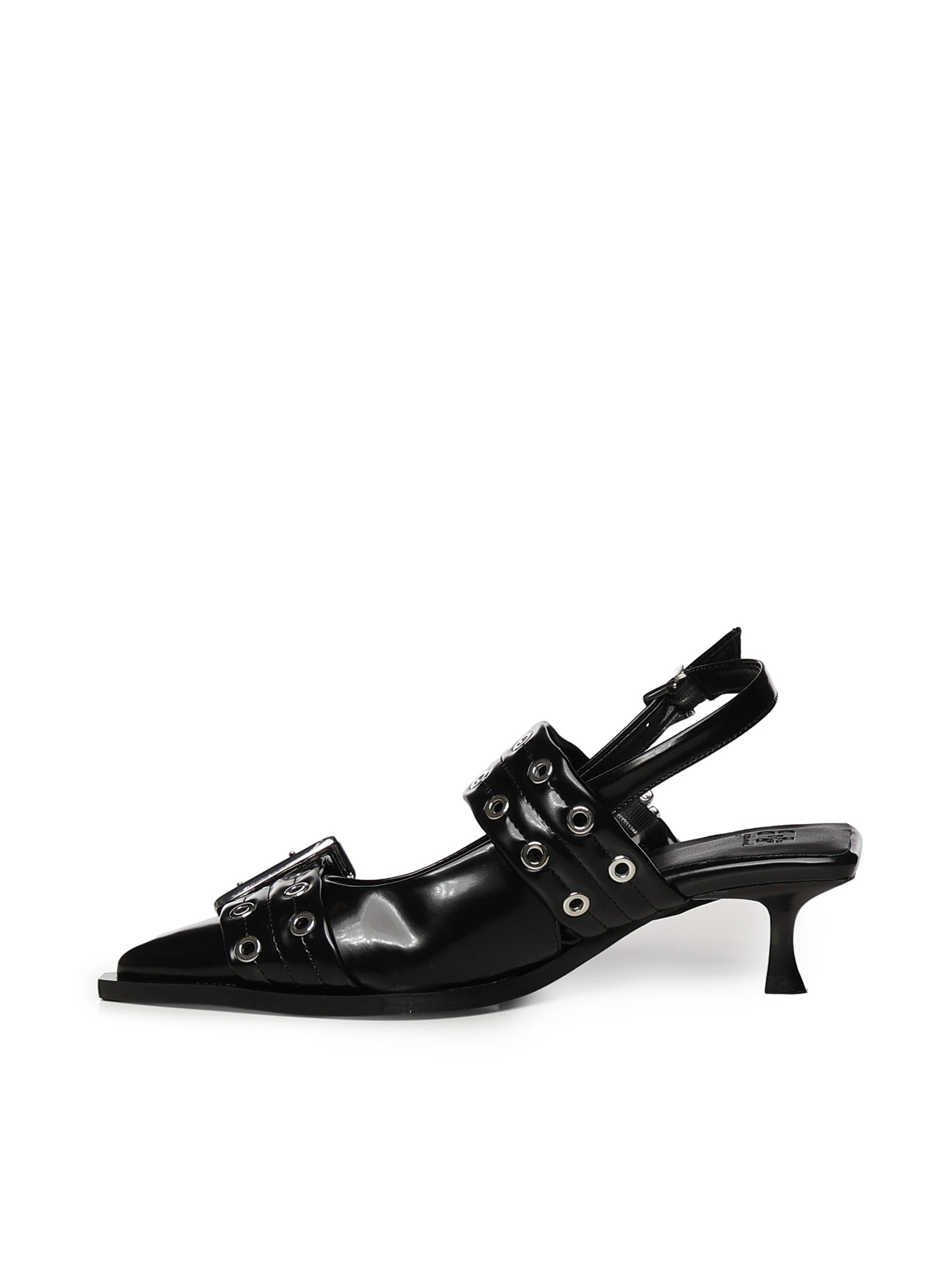 Ballerine FEMININE BUCKLE KITTEN HEEL BOX OLEATEX BLACK B1020092 099 099 GANNI