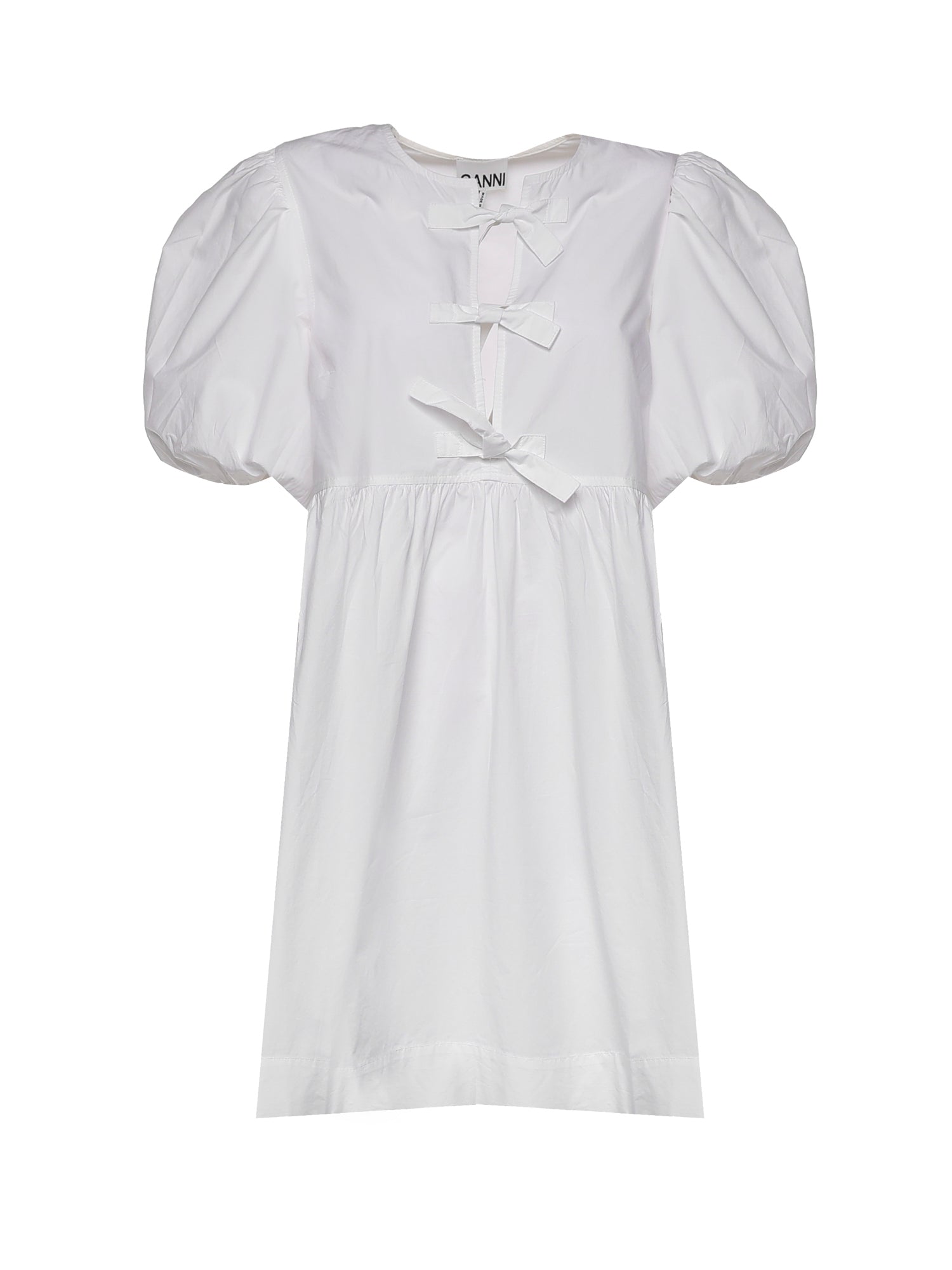 Abiti COTTON POPLIN TIE STRING MINI DRESS BRIGHT WHITE F9170 151 151 GANNI