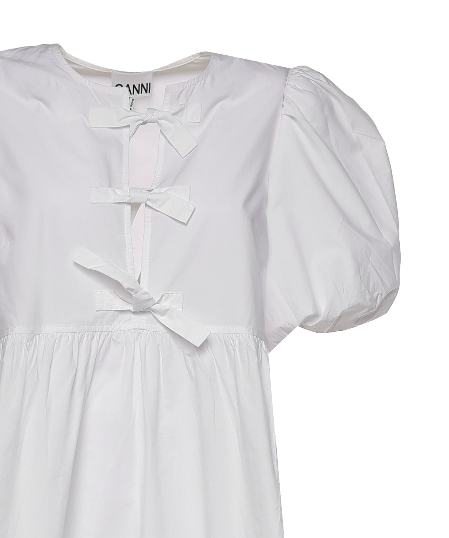 Abiti COTTON POPLIN TIE STRING MINI DRESS BRIGHT WHITE F9170 151 151 GANNI