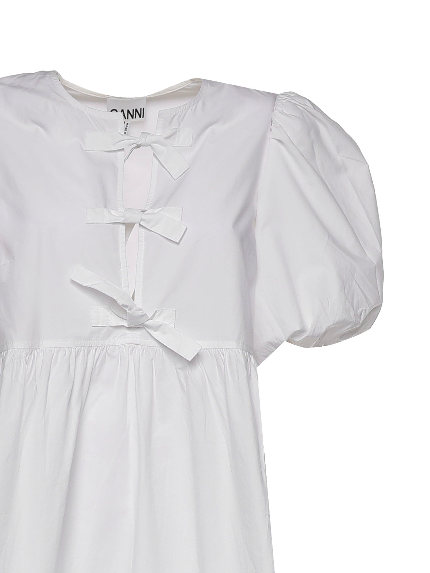 Abiti COTTON POPLIN TIE STRING MINI DRESS BRIGHT WHITE F9170 151 151 GANNI